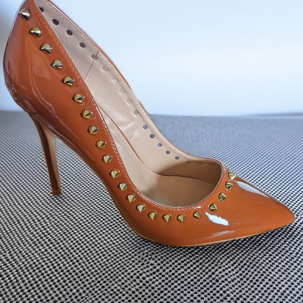 Elegant Tan Studded Women's Heels
